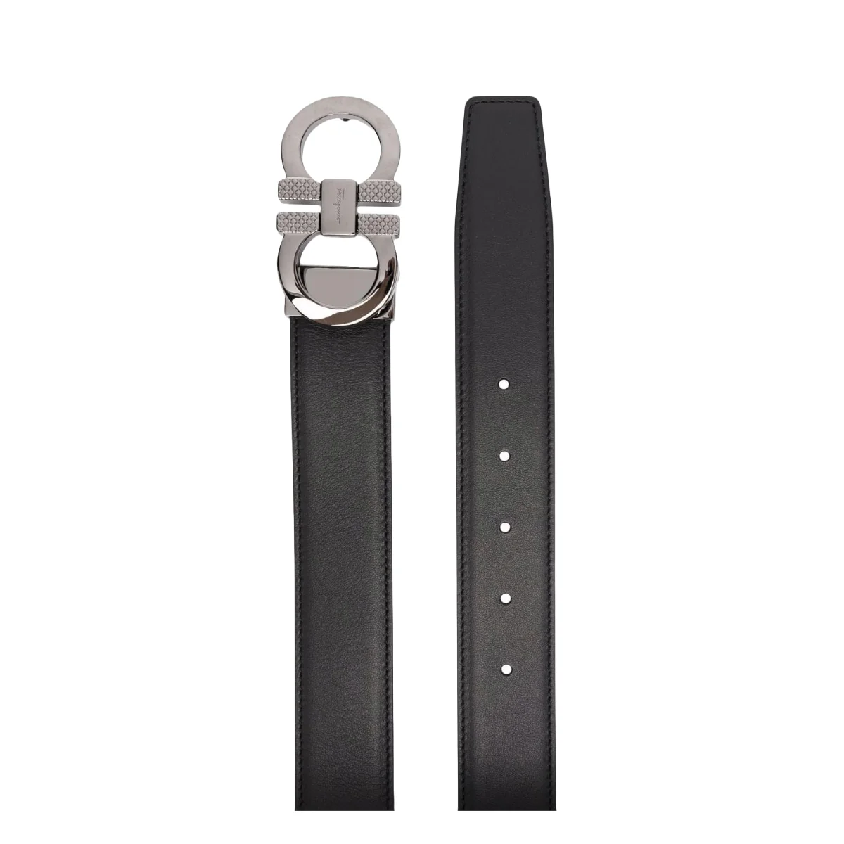 FERRAGAMO REVERSIBLE AND ADJUSTABLE GANCINI BELT BLACK /VICUNA - Image 2