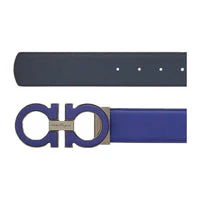 SALVATORE FERRAGAMO REVERSIBLE AND ADJUSTABLE GANCINI BELT BLUE/BLACK - Image 2