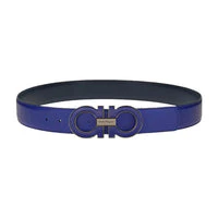 SALVATORE FERRAGAMO REVERSIBLE AND ADJUSTABLE GANCINI BELT BLUE/BLACK - Image 3