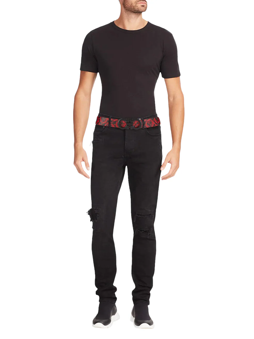 SALVATORE FERRGAMO Adjustable & Reversible Gancini Buckle Leather Belt NERO/NAIL - Image 2