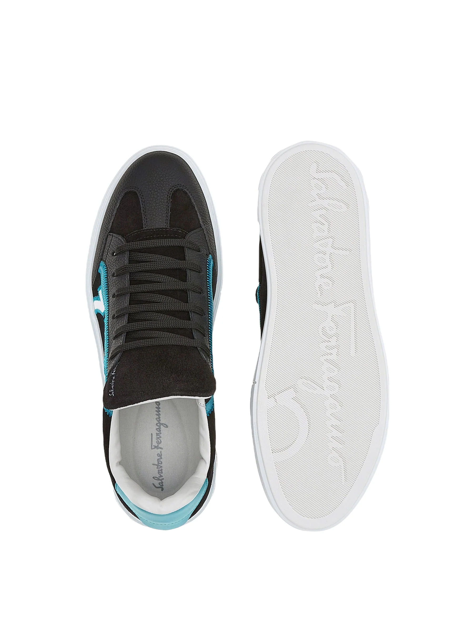 SALVATORE FERRGAMO GANCINI SNEAKER Black/Turquoise - Image 4