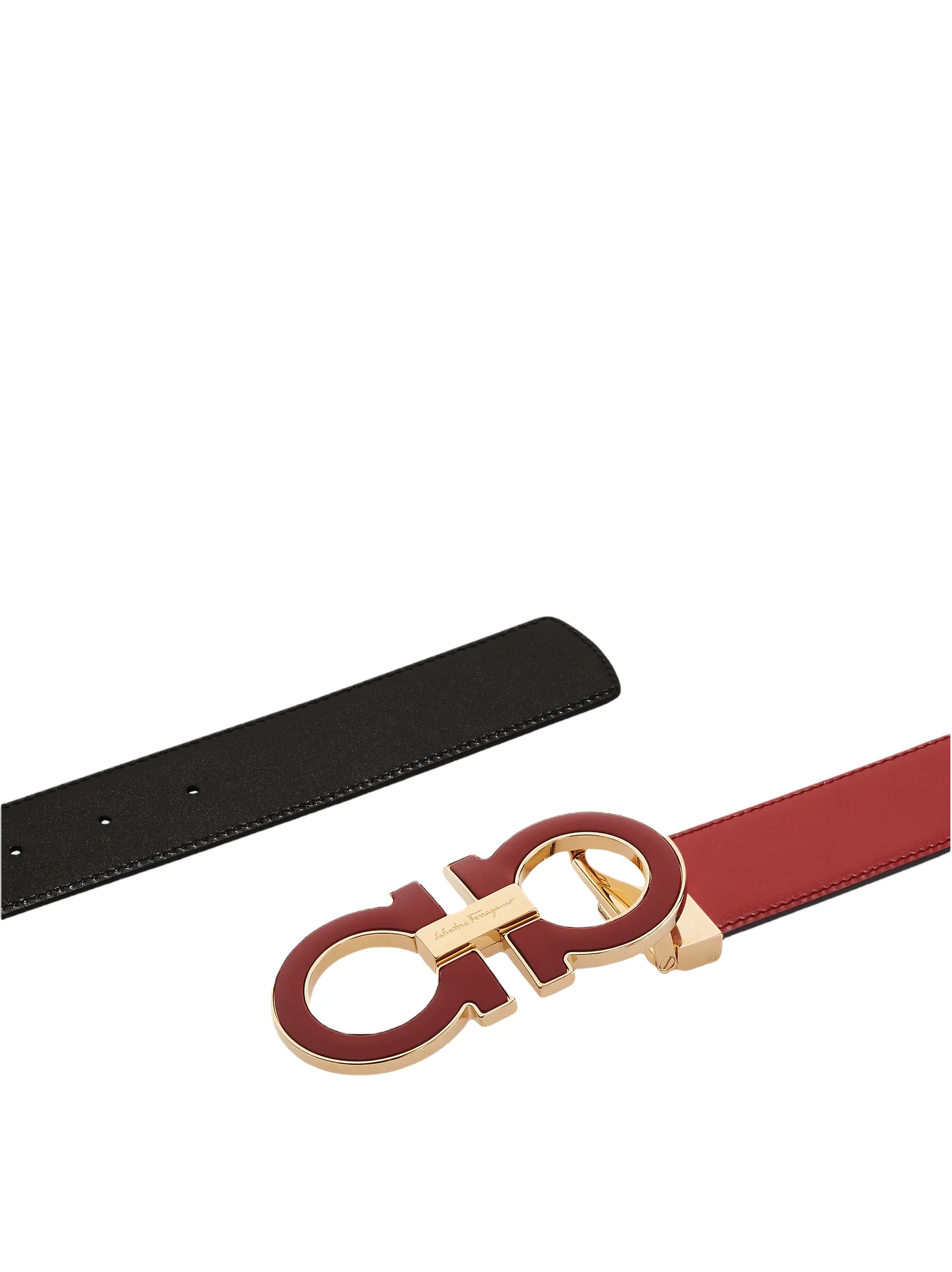 SALVATORE FERRGAMO REVERSIBLE AND ADJUSTABLE GANCINI BELT ROSSO/BLACK - Image 2