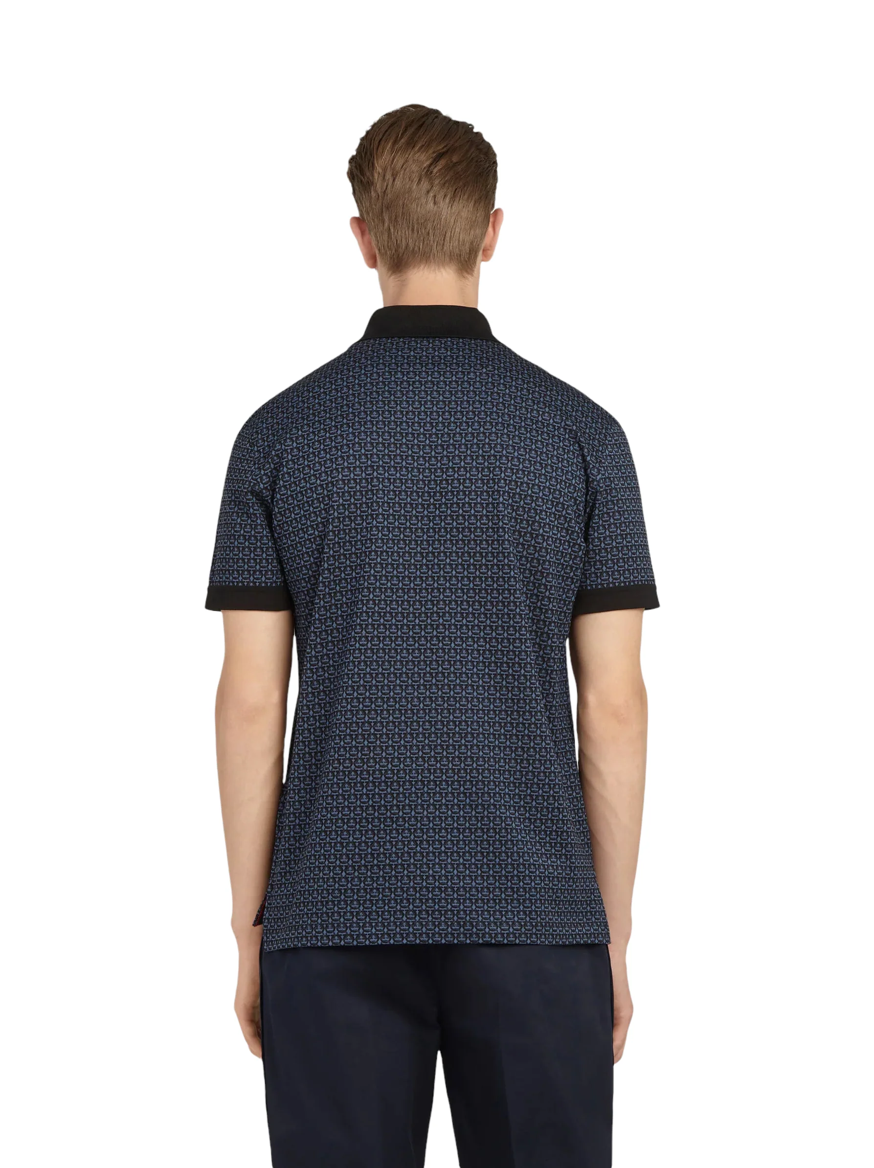 SALVATORE FERRGAMO SHORT SLEEVED GANCINI POLO DENIM-BLACK - Image 3