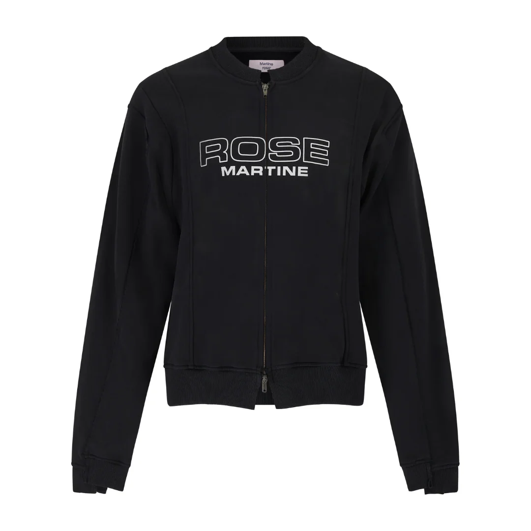 SHRUNKEN ZIP UP CREW IN BLACK