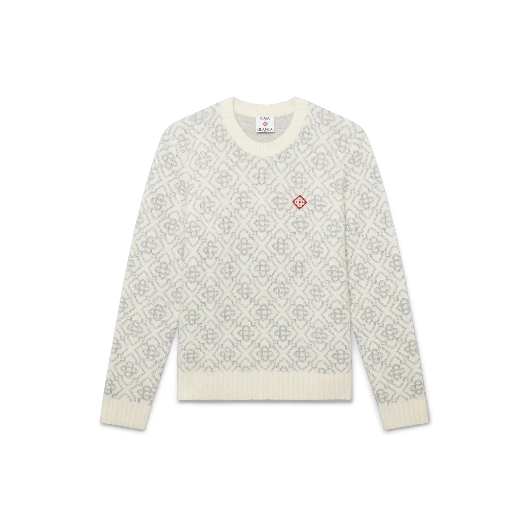 SILVER MONOGRAM MOHAIR BLEND CREW NECK