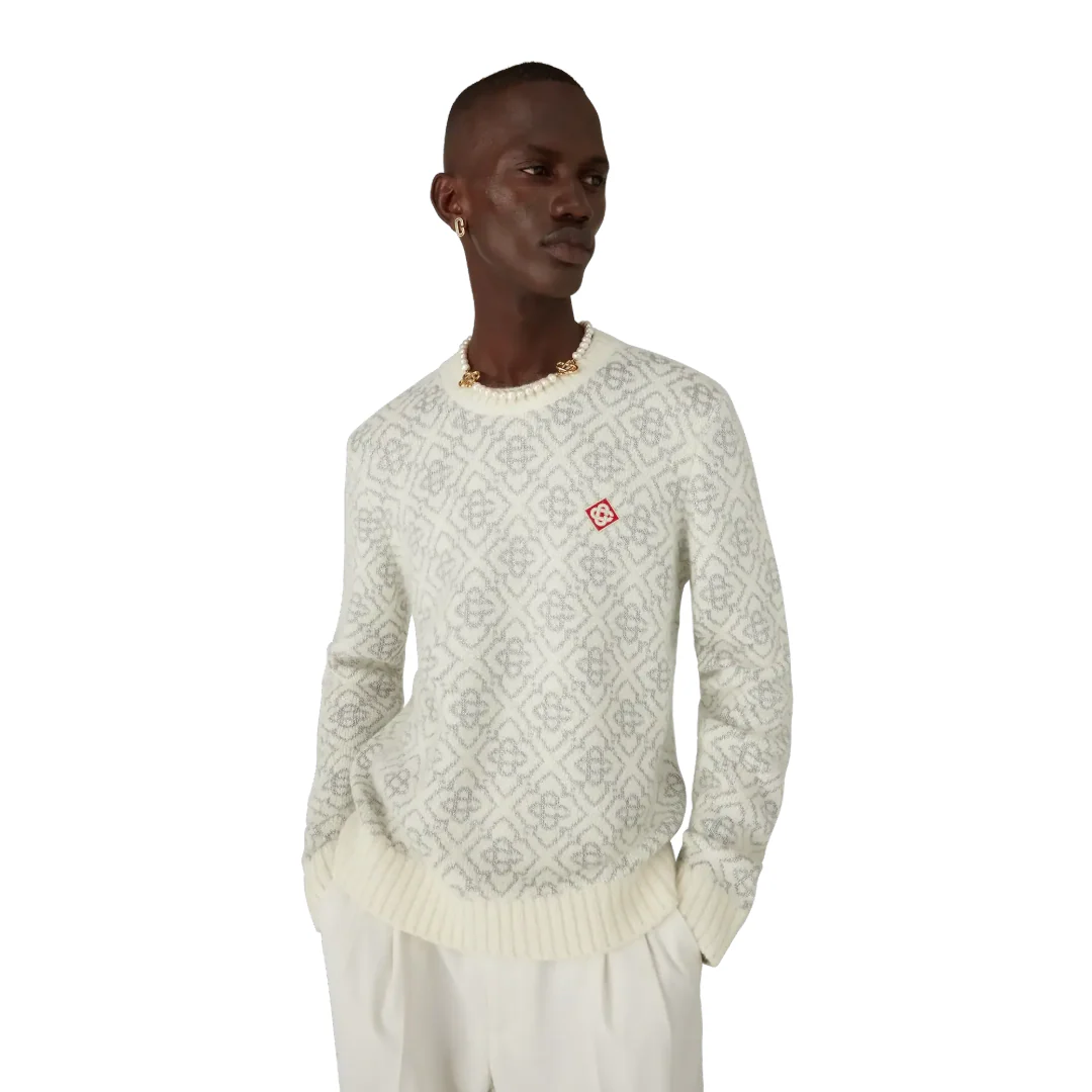 SILVER MONOGRAM MOHAIR BLEND CREW NECK - Image 2