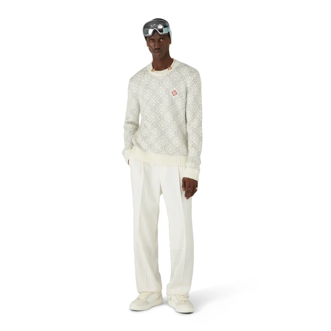 SILVER MONOGRAM MOHAIR BLEND CREW NECK - Image 4