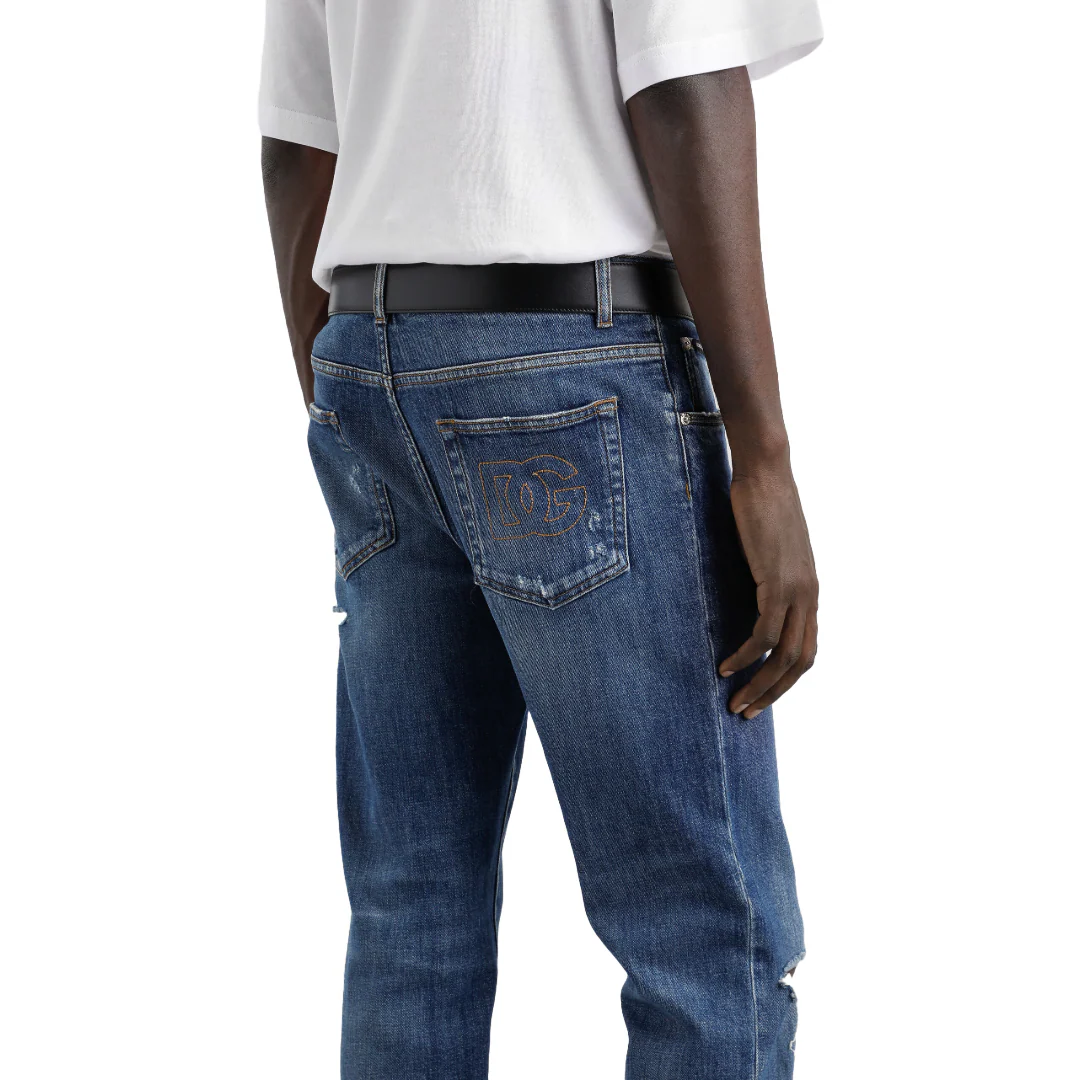 SLIM-FIT STRETCH COTTON JEANS WITH LOGO EMBROIDERY - Image 3