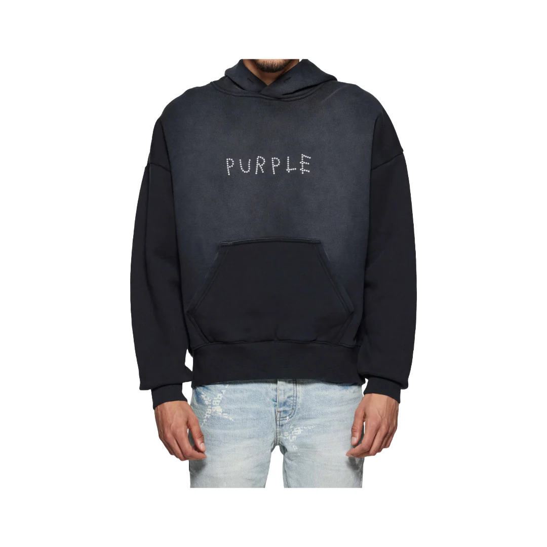 STUDDED SCRATCH HOODIE BLACK - Image 2