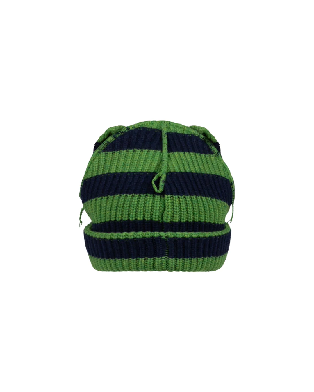 SUPERSIZED CHUNKY EARS BEANIE IN GREEN NAVY - Image 2