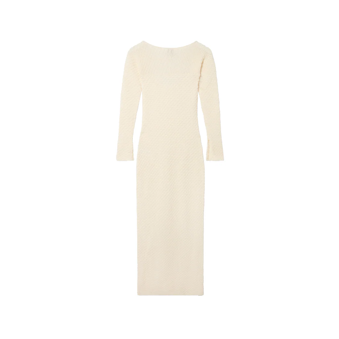 TEXTURED KNITTED DRESS WHITE - Image 2