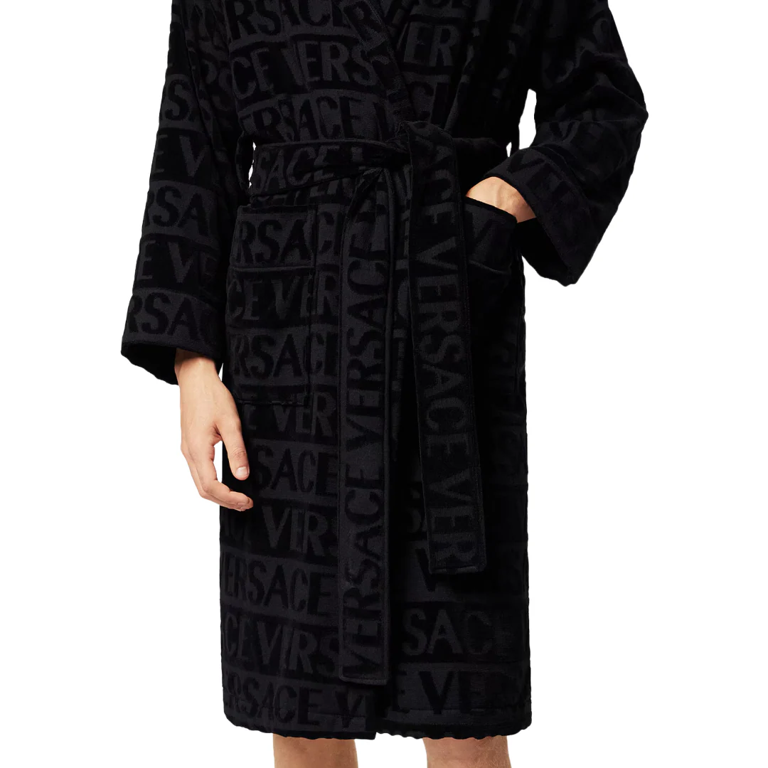 VERSACE ALLOVER BATHROBE BLACK - Image 3