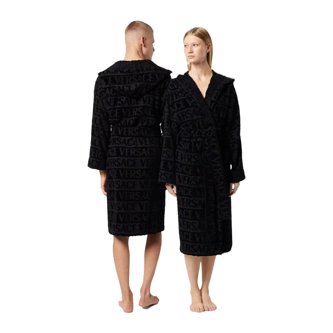 VERSACE ALLOVER BATHROBE BLACK - Image 4