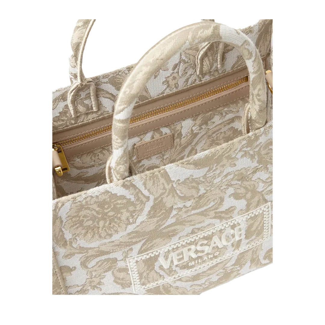 VERSACE BAROCCO ATHENA SMALL TOTE BAG BEIGE PRINT - Image 2