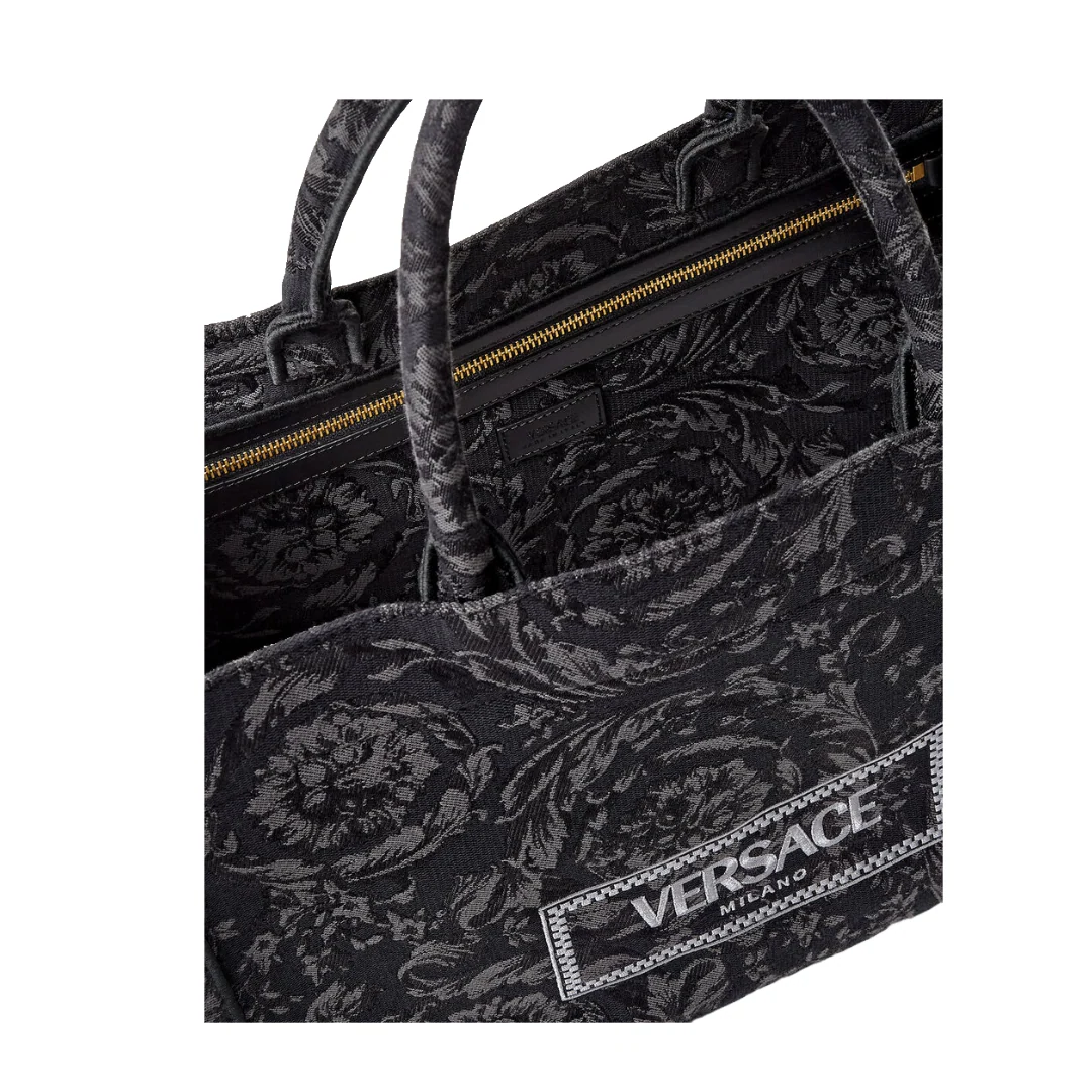 VERSACE BAROCCO ATHENA TOTE BAG BLACK PRINT - Image 2