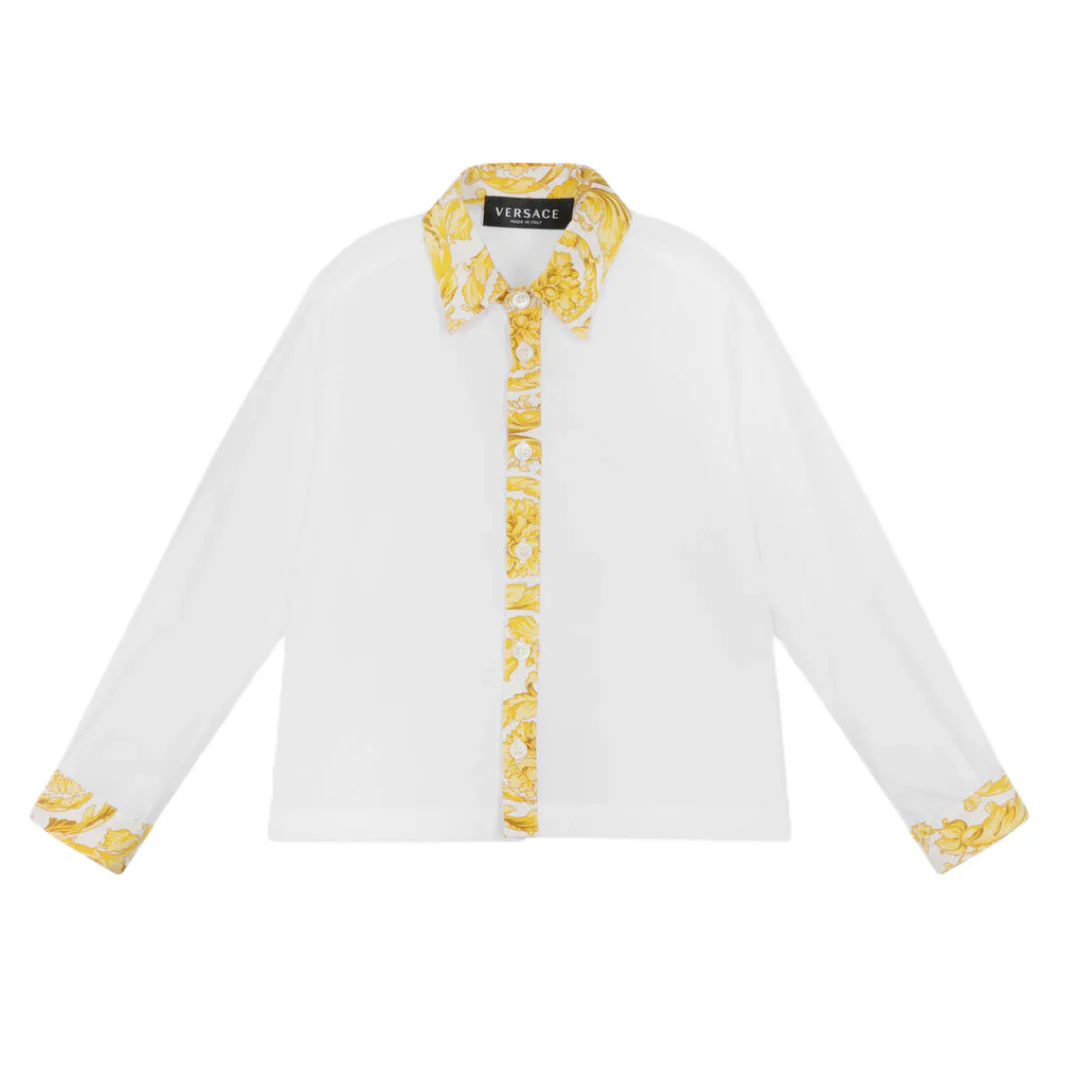 KIDS VERSACE BAROCCO BABY SHIRT WHITE/GOLD - Image 2