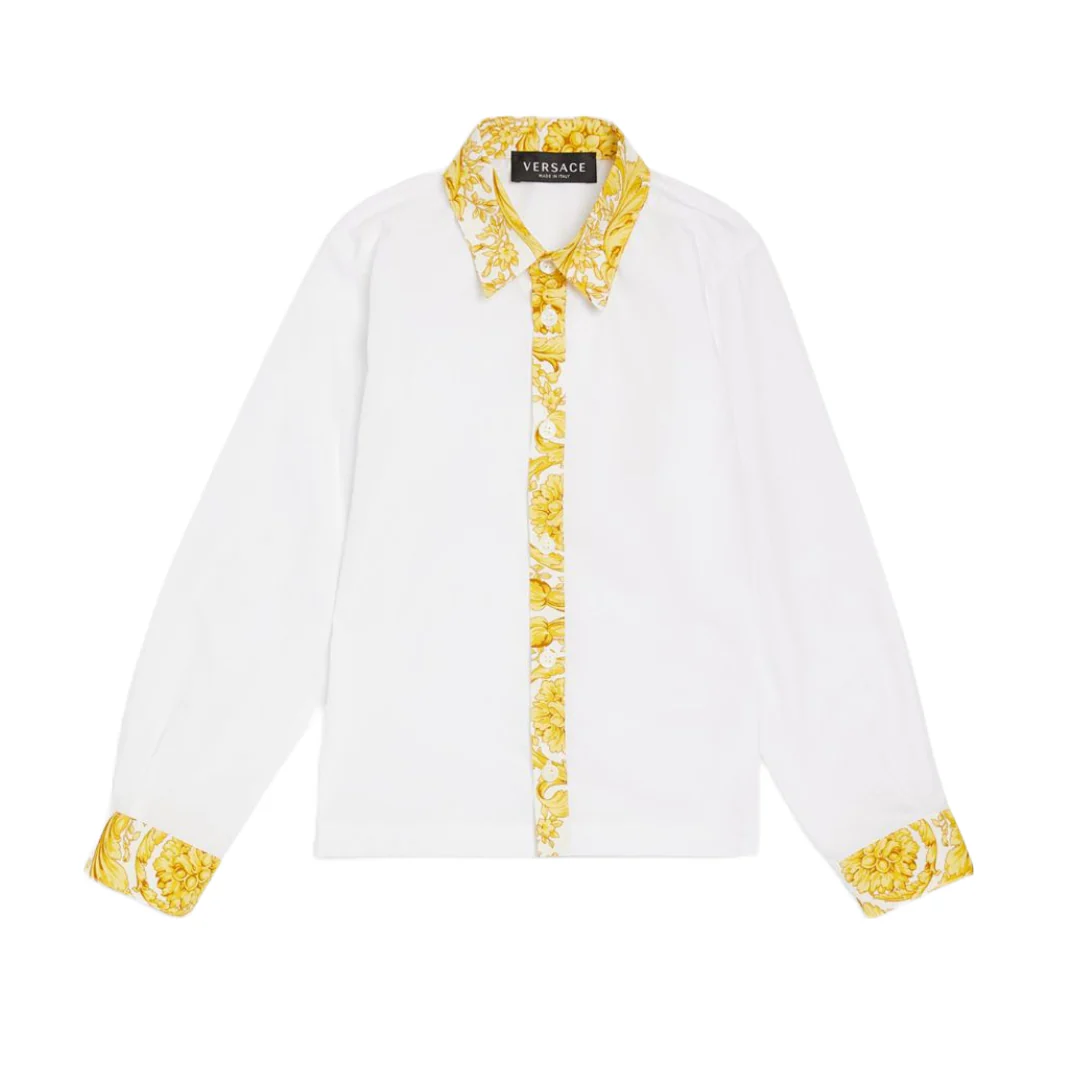 VERSACE BAROCCO BIG KIDS SHIRT WHITE/GOLD