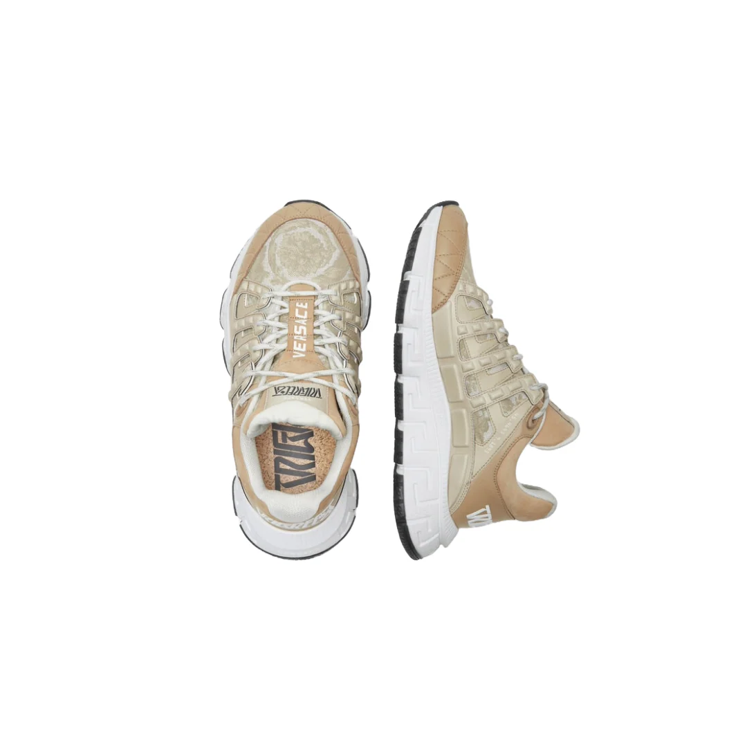 VERSACE BAROCCO JACQUARD TRIGRECA SNEAKERS BEIGE - Image 2