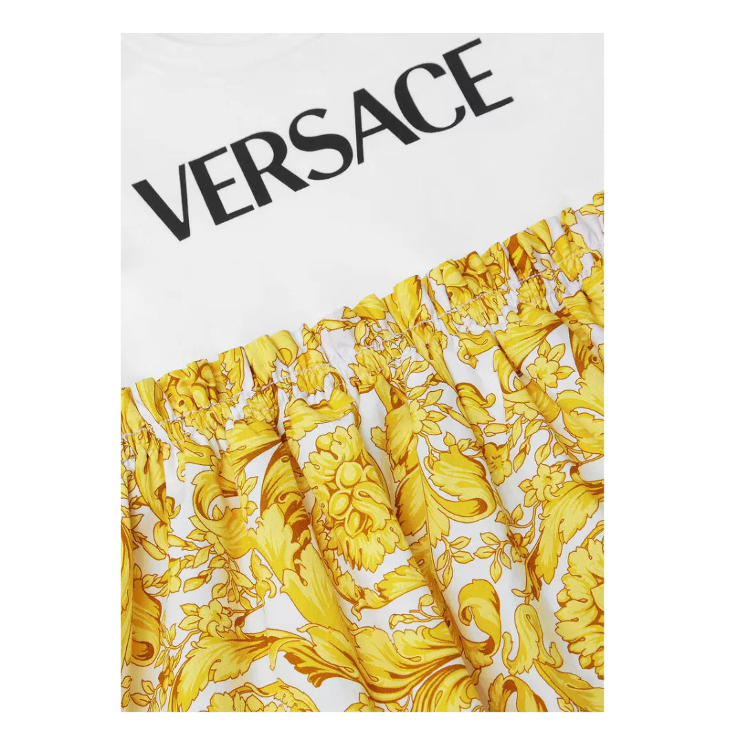 KIDS VERSACE BAROCCO TODDLER T-SHIRT DRESS WHITE/GOLD - Image 2