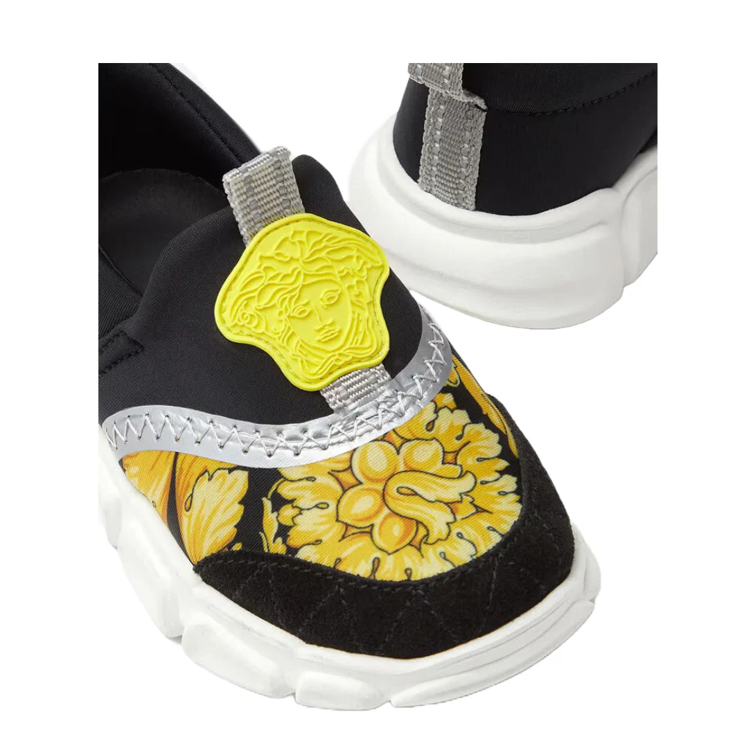 VERSACE BAROCCO MEDUSA BABY SNEAKERS BLACK/GOLD - Image 2