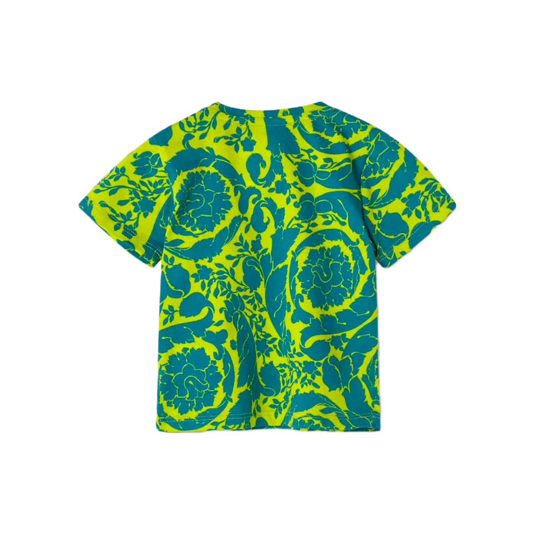 KIDS VERSACE BAROCCO SILHOUETTE BABY T-SHIRT ACID LIME/TEAL - Image 2