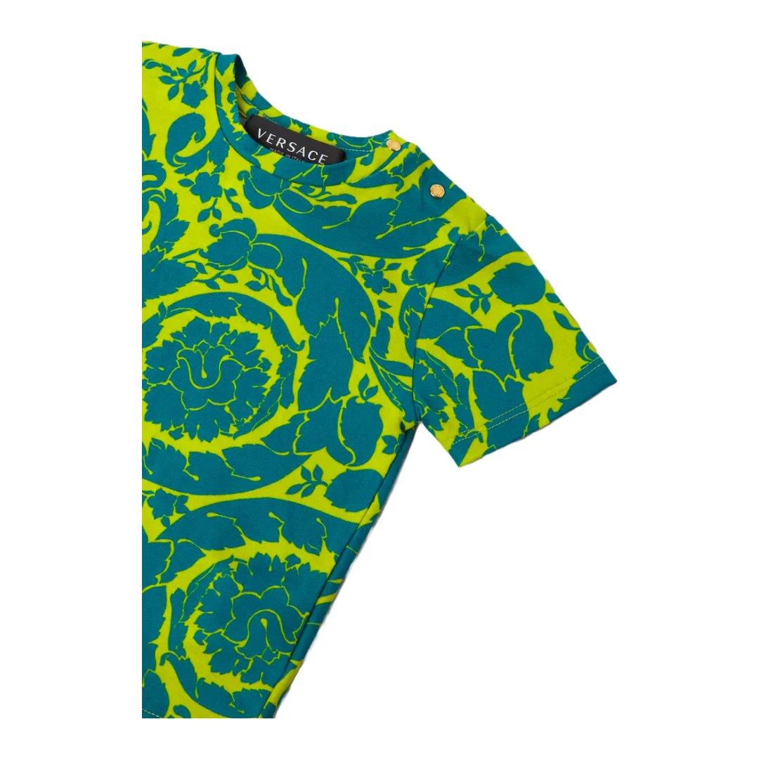 KIDS VERSACE BAROCCO SILHOUETTE BABY T-SHIRT ACID LIME/TEAL - Image 3