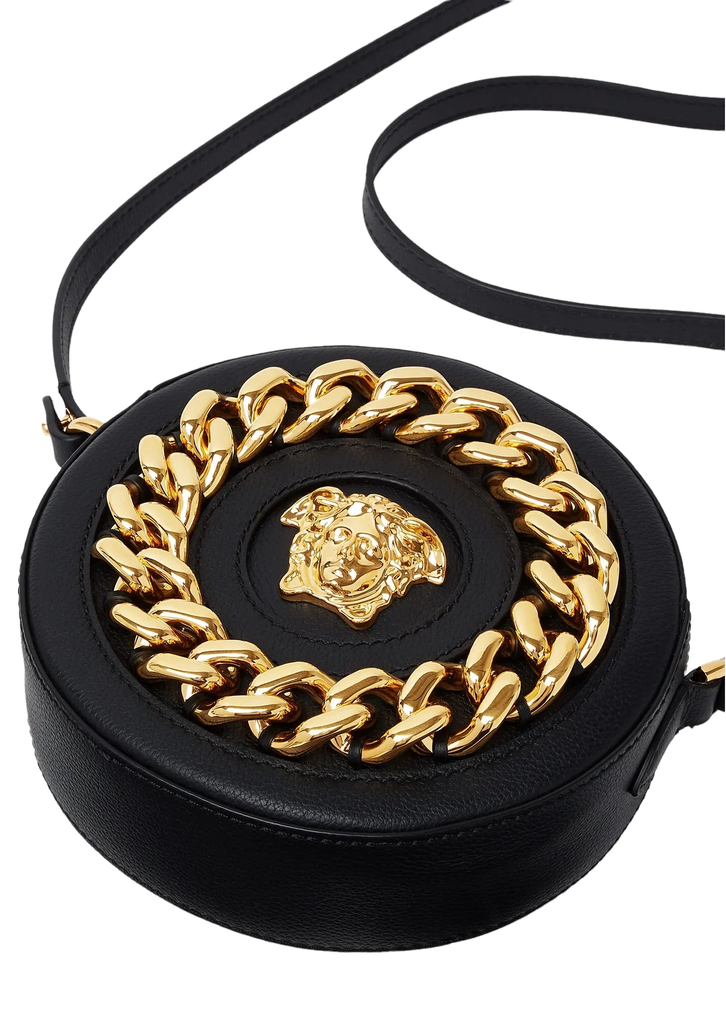 VERSACE DISCO BAG CALF LEATHER BAG BLACK/GOLD - Image 3