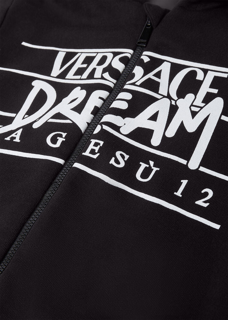 VERSACE DREAM LOGO KIDS HOODIE BLK/WHT - Image 3