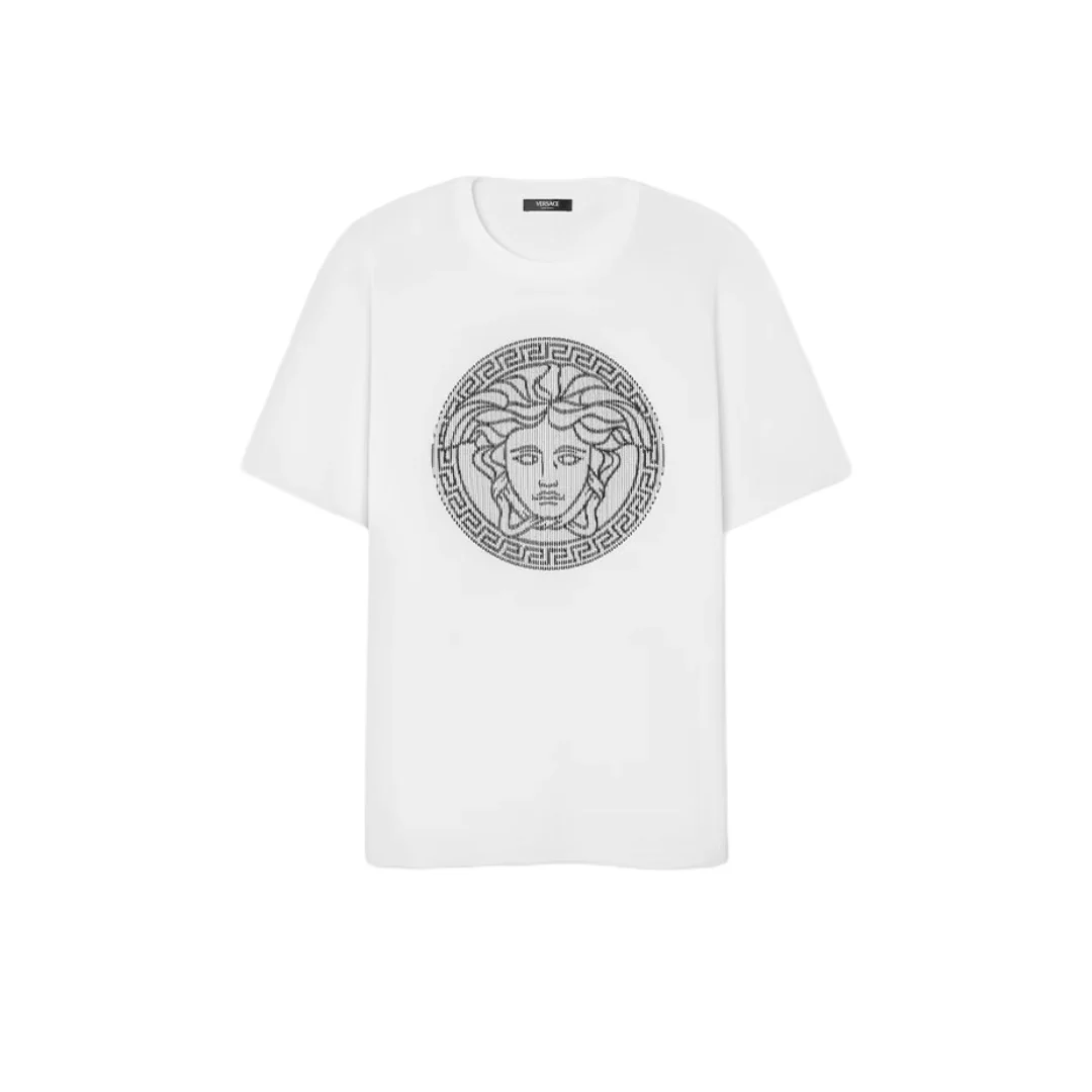 VERSACE EMBROIDERED MEDUSA SLICED T-SHIRT