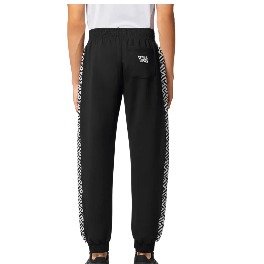 VERSACE GRECA SIGNATURE ACCENT GYM SWEATPANTS BIANCO/NERO - Image 3