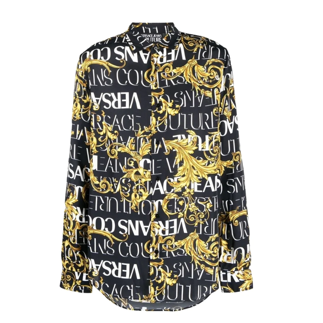 VERSACE JEANS COUTURE ALL OVER LOGO LONG SLEEVE DRESS SHIRT - Image 2