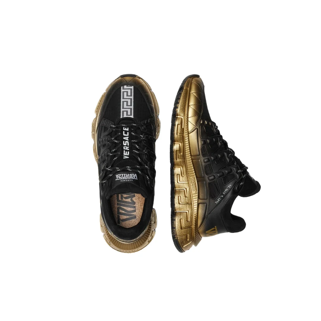 VERSACE KIDS TRIGRECA SNEAKERS BLACK/GOLD - Image 2