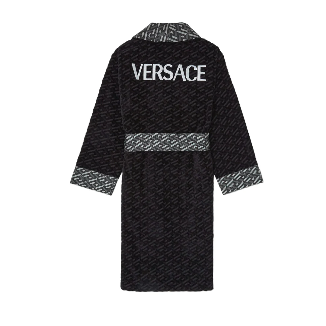 VERSACE LA GRECA BATHROBE BLACK/GRAY - Image 2