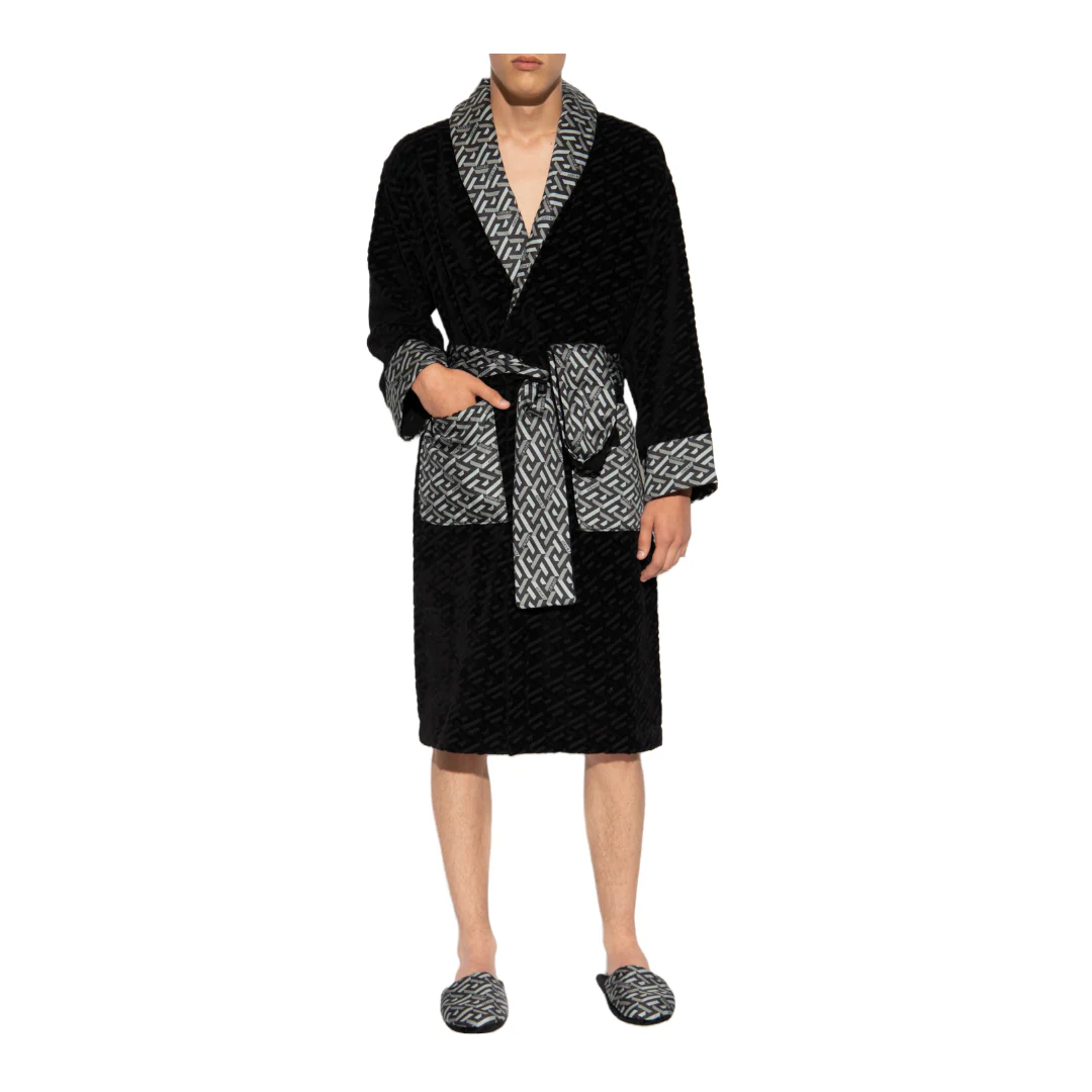 VERSACE LA GRECA BATHROBE BLACK/GRAY - Image 3