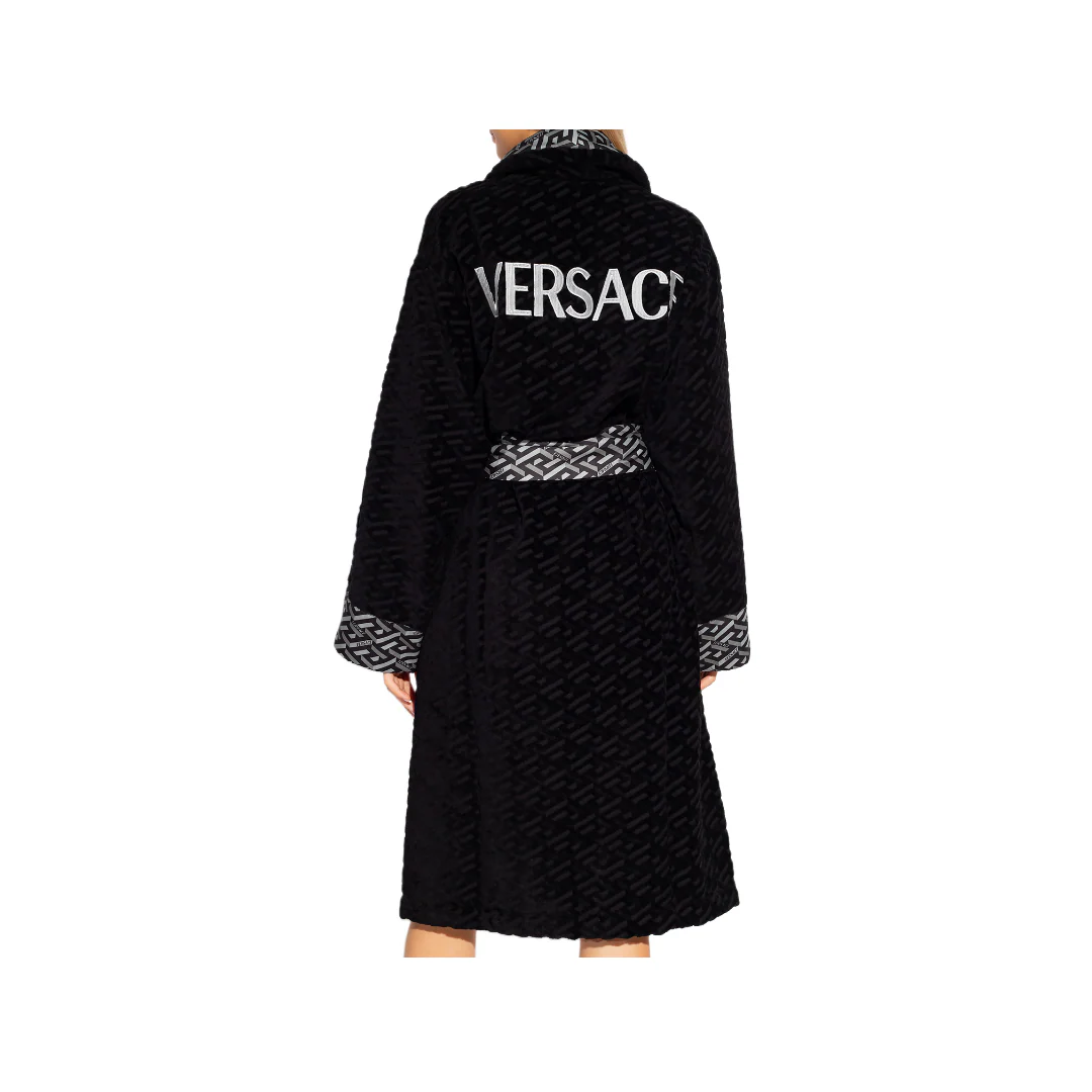 VERSACE LA GRECA BATHROBE BLACK/GRAY - Image 4