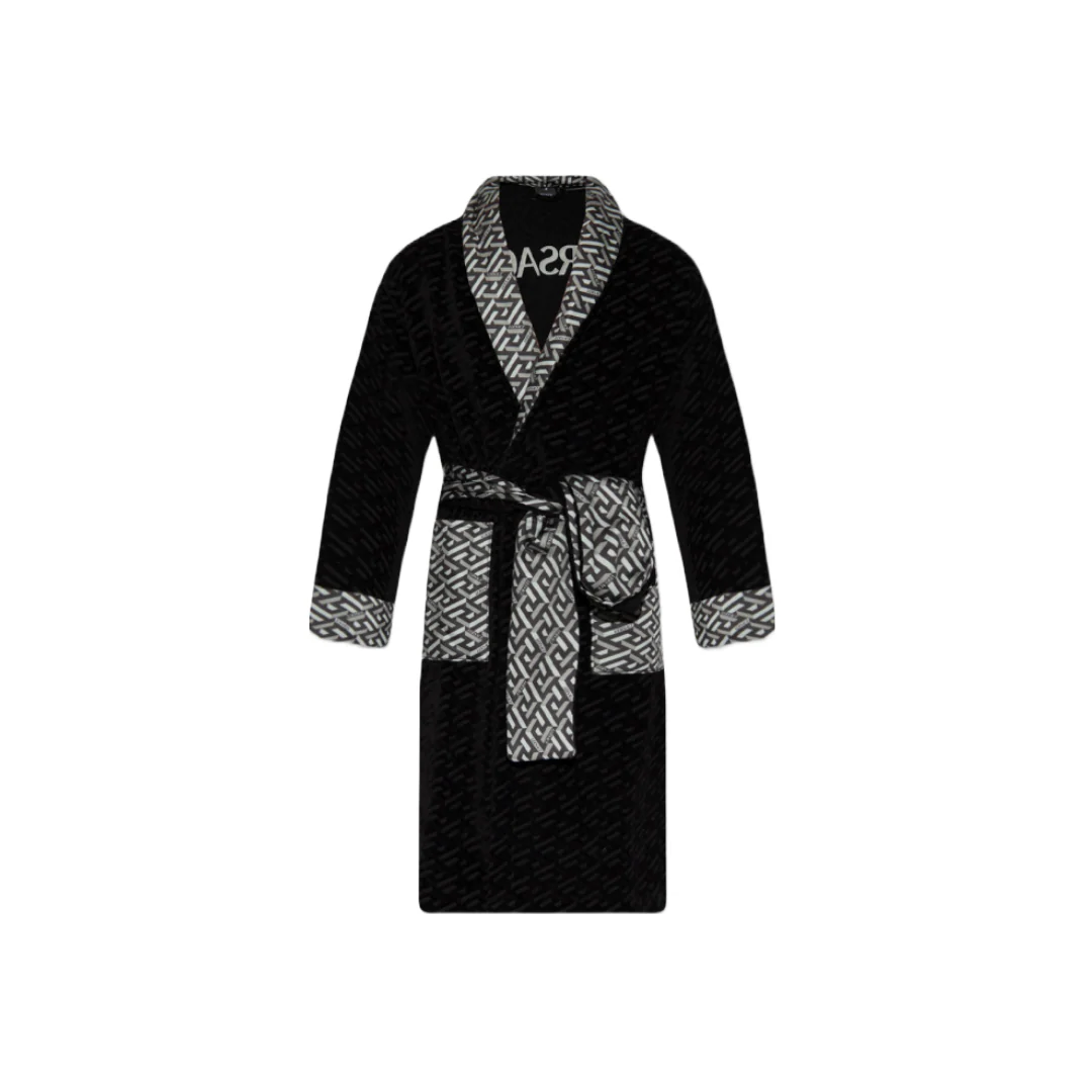 VERSACE LA GRECA BATHROBE BLACK/GRAY - Image 5