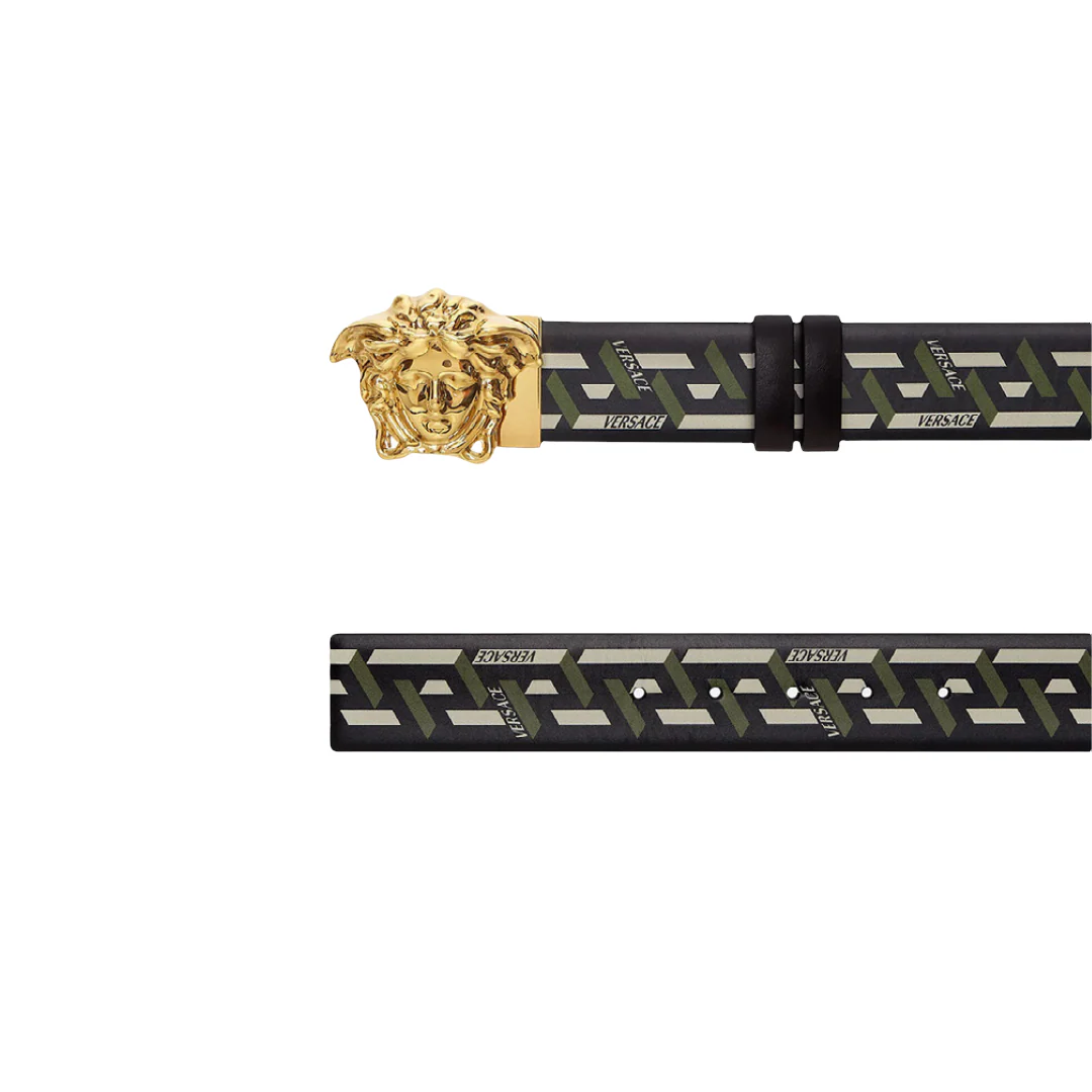VERSACE LA MEDUSA LA GRECA PRINT BELT BLACK-GREY - Image 4