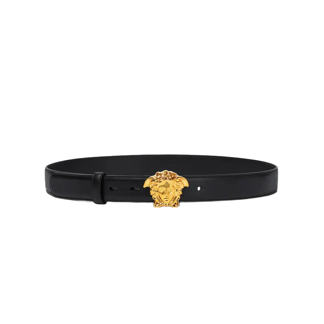 VERSACE LA MEDUSA LEATHER BELT BLACK/GOLD - Image 3