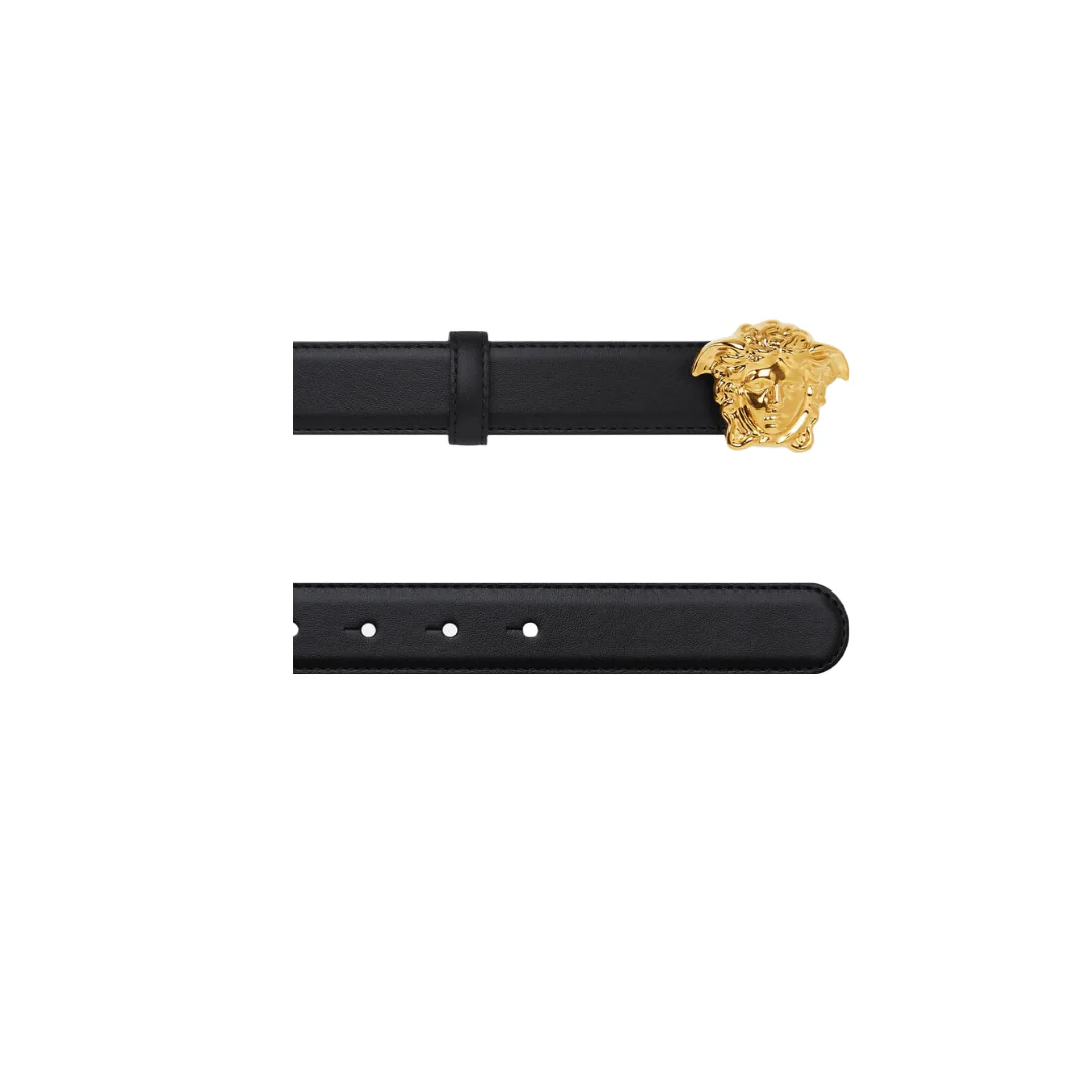 VERSACE LA MEDUSA LEATHER BELT BLACK/GOLD MEDUSA - Image 2