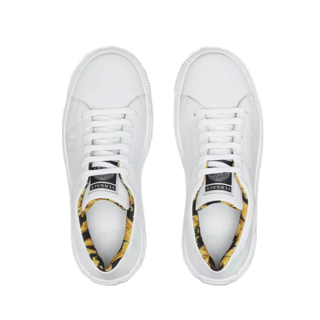 VERSACE LOGO GRECA BIG KIDS SNEAKERS WHITE/GOLD - Image 2