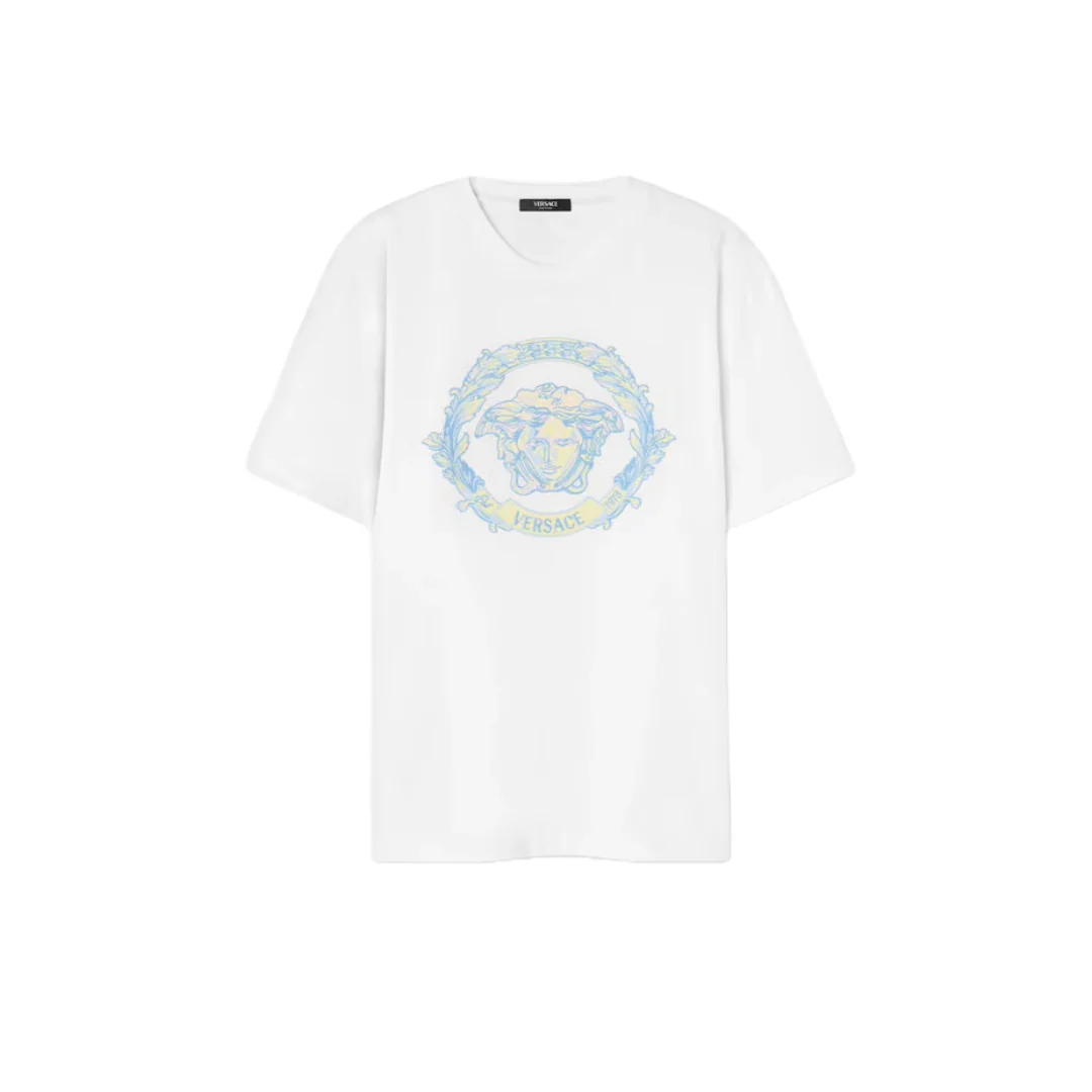 VERSACE EMBROIDERED BAROCCO WAVE CREST T-SHIRT