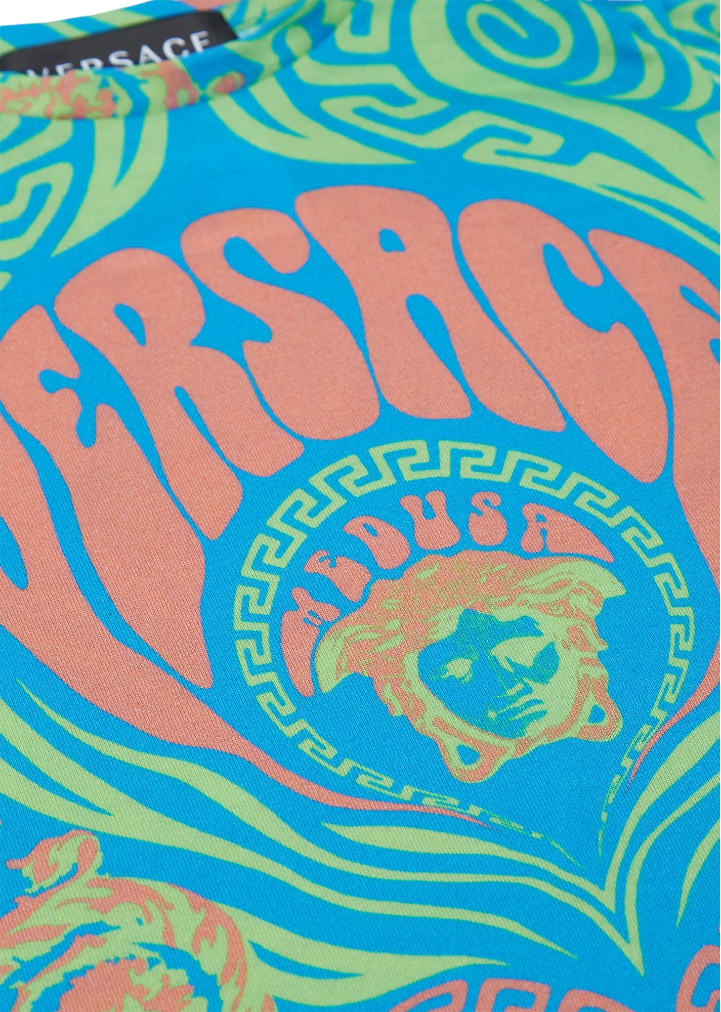VERSACE MEDUSA MUSIC KIDS T-SHIRT NEON GREEN+SKY - Image 3