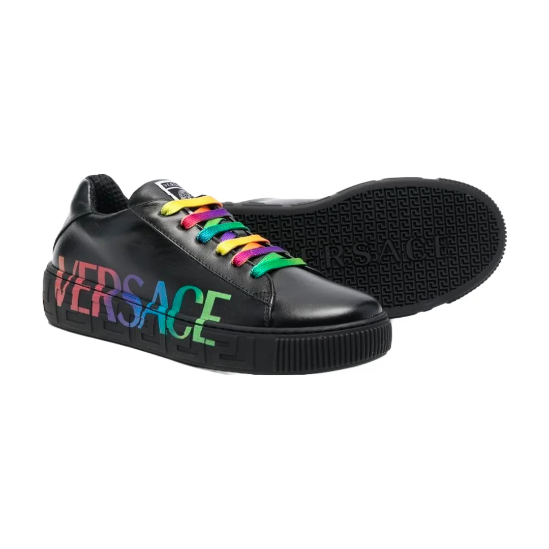 KIDS VERSACE RAINBOW LOGO SNEAKERS BLACK/MULTICOLOR - Image 3