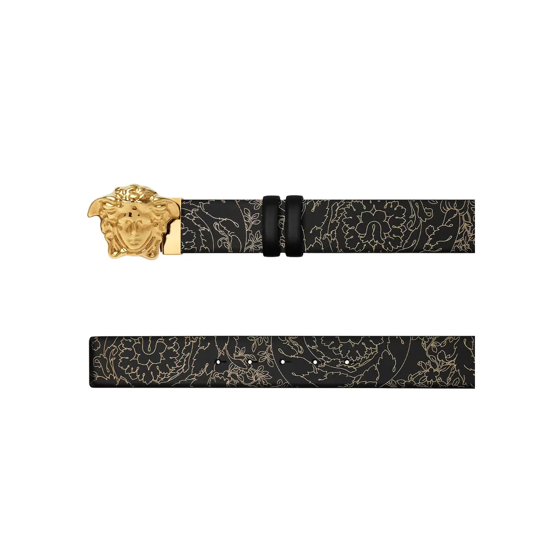 VERSACE REVERSIBLE BAROCCO LA MEDUSA BELT BLACK/GOLD/THUNDER - Image 2