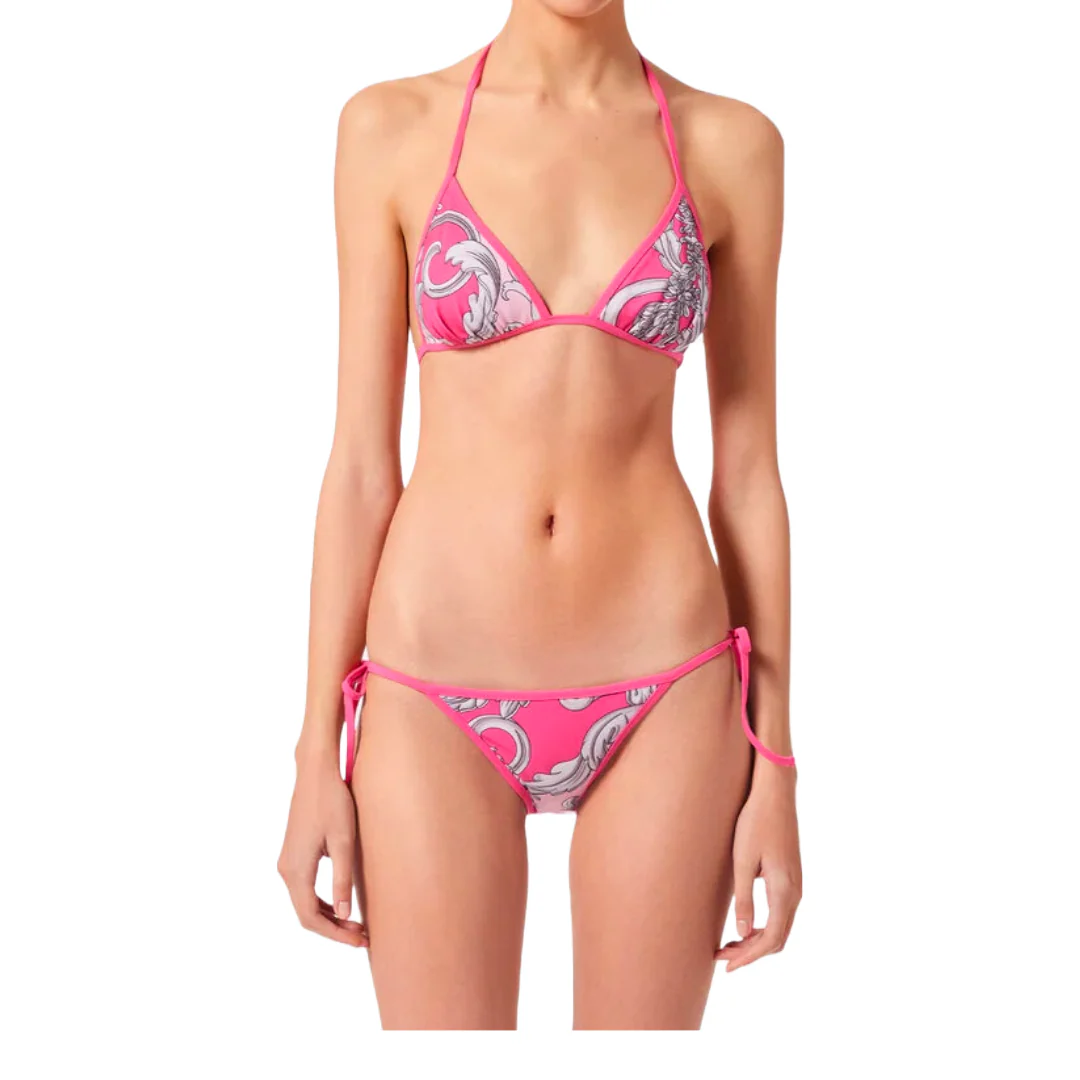 VERSACE SILVER BAROQUE REVERSIBLE BIKINI BOTTOMS FUXIA/ROSE - Image 3