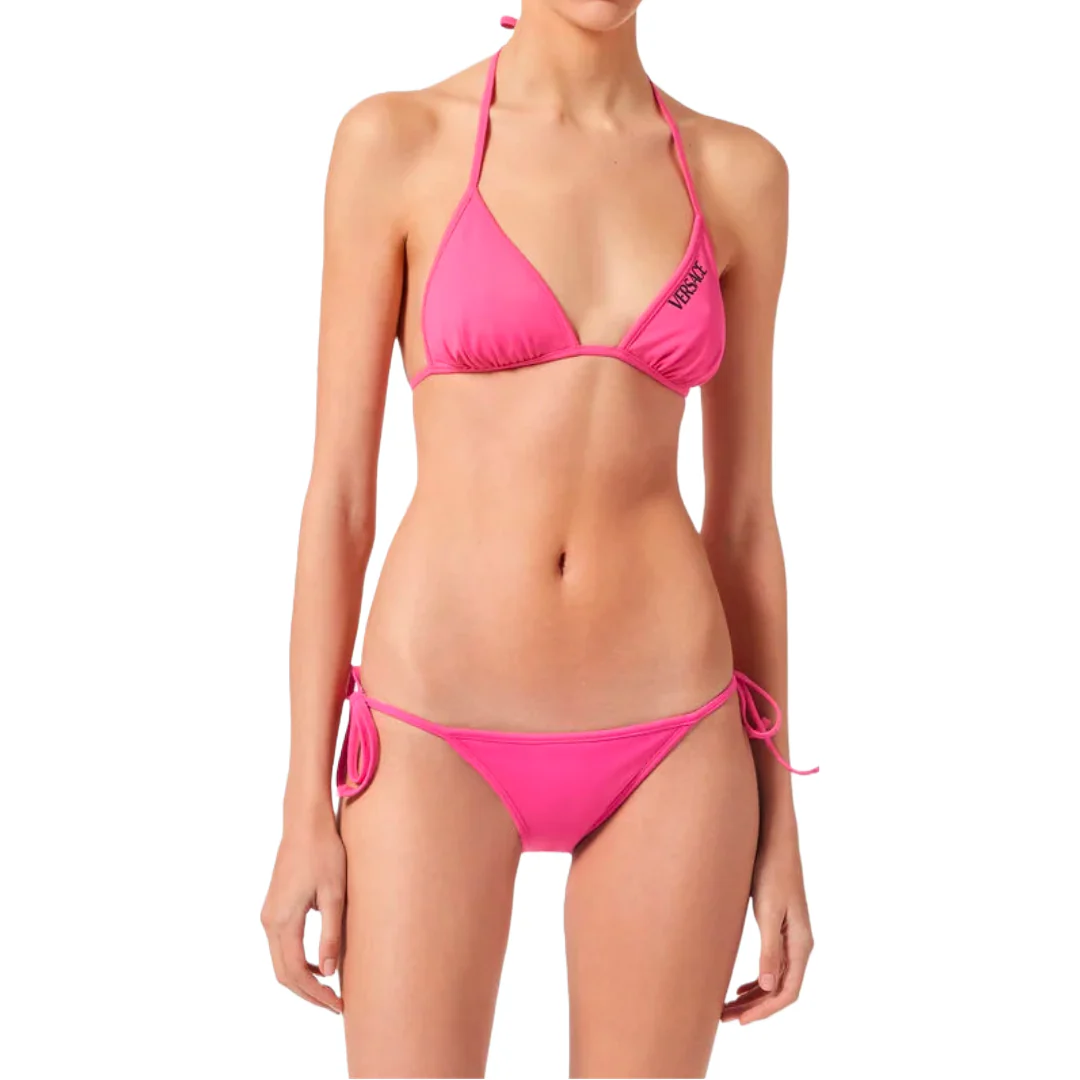 VERSACE SILVER BAROQUE REVERSIBLE BIKINI BOTTOMS FUXIA/ROSE - Image 4