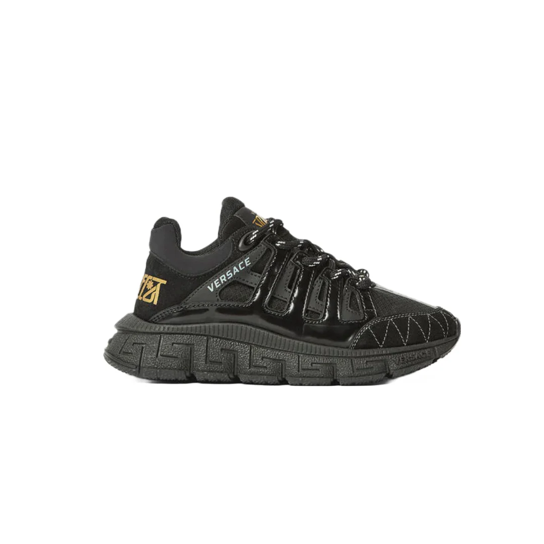 VERSACE TRIGRECA KIDS TRAINERS BLACK/GOLD - Image 3