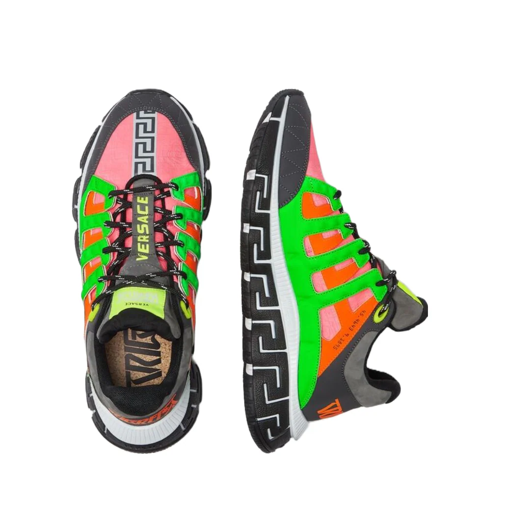 VERSACE TRIGRECA SNEAKERS ANTRACITE/LIME/ORANGE - Image 2