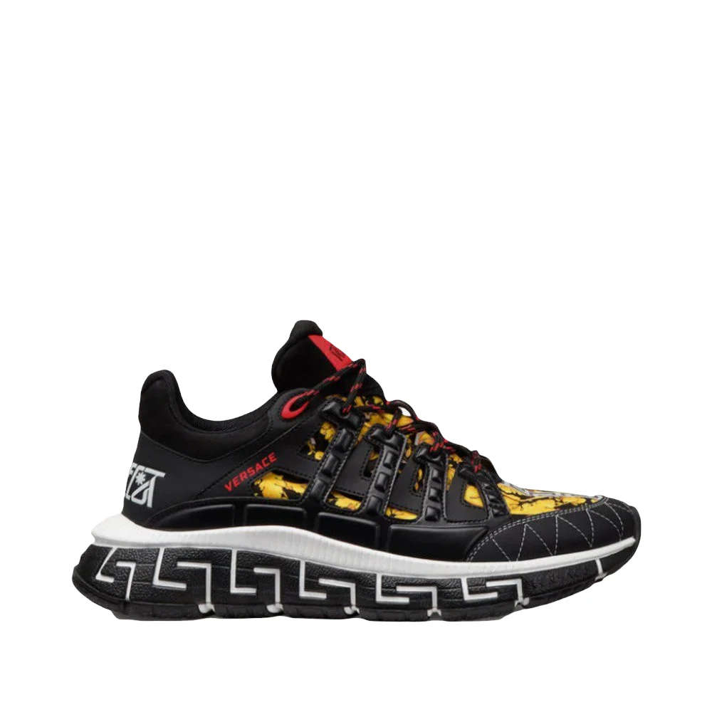 VERSACE TRIGRECA SNEAKERS BLACK GOLD PRINT - Image 4