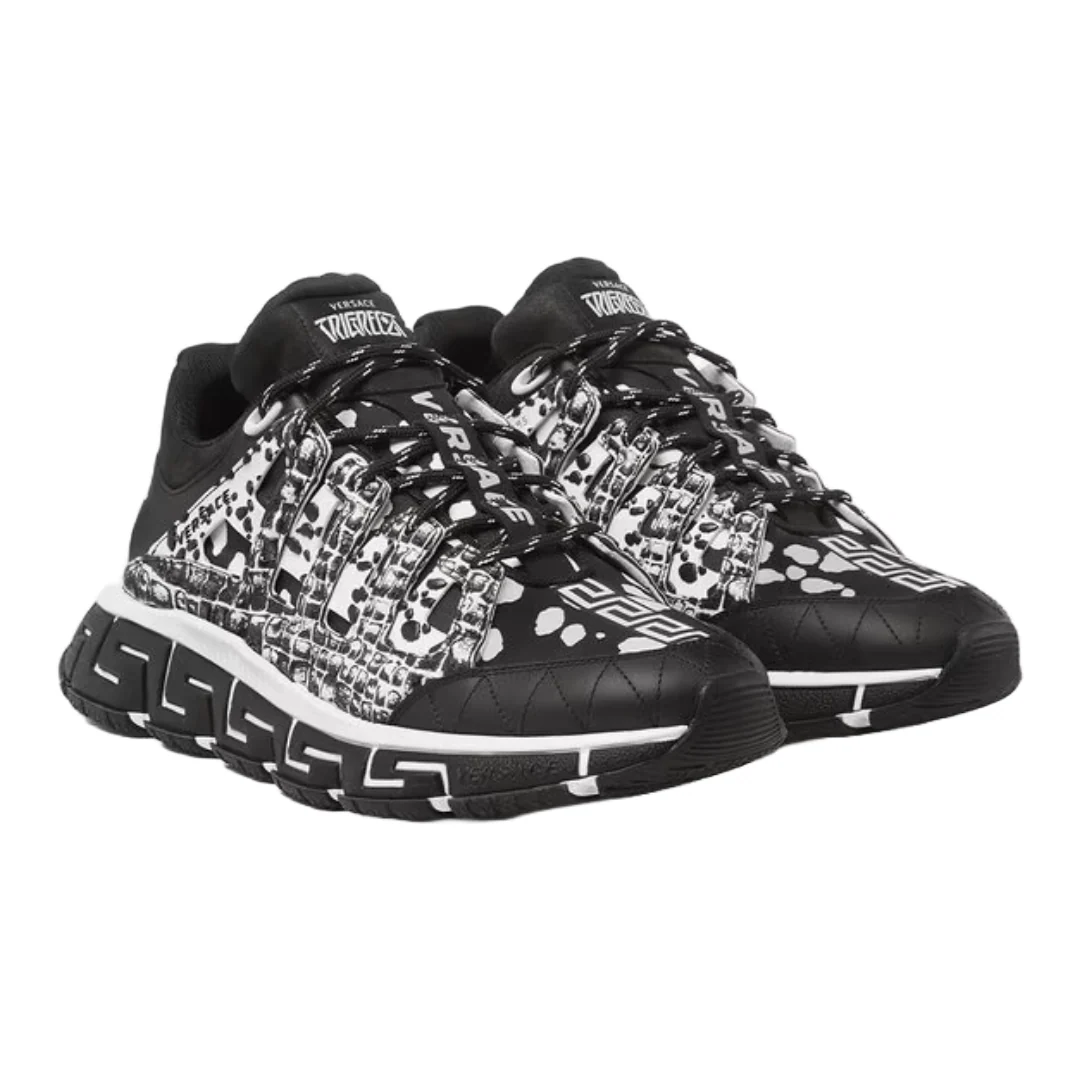 VERSACE TRIGRECA SNEAKERS PRINTED BLACK/WHITE - Image 2